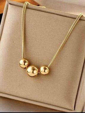 Gold Ball Trio Necklace - Women Jewelry